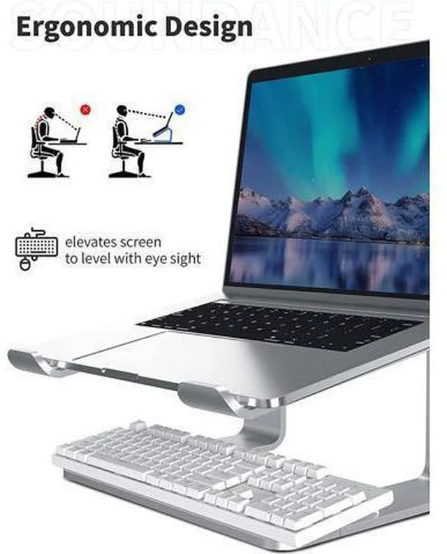 Alt view image 2 of 7 - Laptop Stand, Ergonomic Aluminum Laptop Mount Computer Stand for Desk, Detachable Laptop Riser Notebook Stand Compatible with MacBook Air Pro, Dell XPS, More 10-16" Laptops