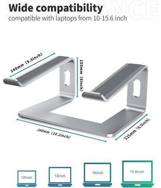 Alt view image 3 of 7 - Laptop Stand, Ergonomic Aluminum Laptop Mount Computer Stand for Desk, Detachable Laptop Riser Notebook Stand Compatible with MacBook Air Pro, Dell XPS, More 10-16" Laptops