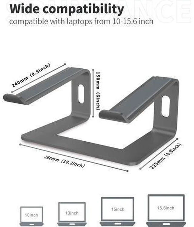 Alt view image 2 of 7 - Laptop Stand, Ergonomic Aluminum Laptop Mount Computer Stand for Desk, Detachable Laptop Riser Notebook Stand Compatible with MacBook Air Pro, Dell XPS, More 10-16" Laptops
