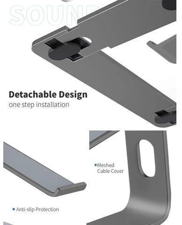 Alt view image 5 of 7 - Laptop Stand, Ergonomic Aluminum Laptop Mount Computer Stand for Desk, Detachable Laptop Riser Notebook Stand Compatible with MacBook Air Pro, Dell XPS, More 10-16" Laptops