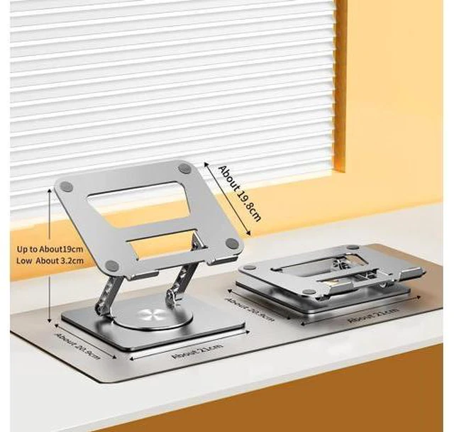 Alt view image 2 of 7 - AUBEAMTO Ultra-Stable Swivel Laptop Stand for Desk,Adjustable Height Aluminum Computer Stand with 360 Rotating Base Compatible with MacBook Air/Pro and All 10-17.3 Laptops for Office Home - Silver