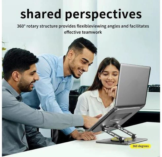 Alt view image 4 of 7 - AUBEAMTO Ultra-Stable Swivel Laptop Stand for Desk,Adjustable Height Aluminum Computer Stand with 360 Rotating Base Compatible with MacBook Air/Pro and All 10-17.3 Laptops for Office Home - Silver