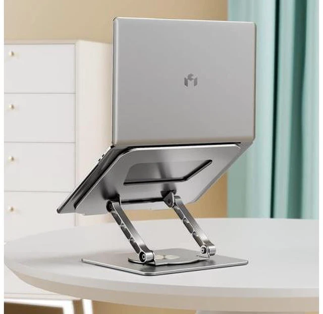 Alt view image 5 of 7 - AUBEAMTO Ultra-Stable Swivel Laptop Stand for Desk,Adjustable Height Aluminum Computer Stand with 360 Rotating Base Compatible with MacBook Air/Pro and All 10-17.3 Laptops for Office Home - Silver