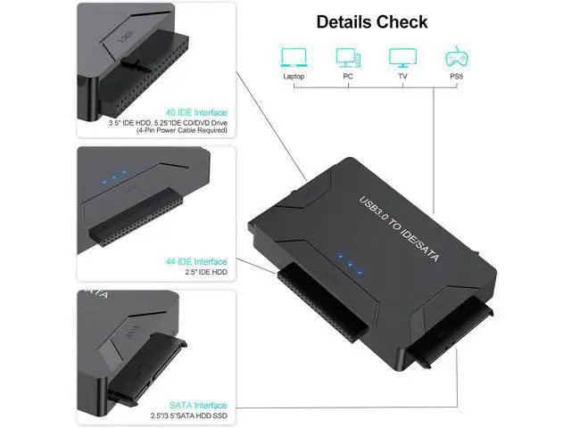Alt view image 6 of 7 - Hard Drive Reader IDE SATA to USB 3.0 Adapter, USB + Type C External Hard Drive Data Ultra Recovery Converter Kit with Power for 2.5 3.5 HDD ssd Disk 5.25 Inch DVD/CD-ROM Optical Drive giyqxHw