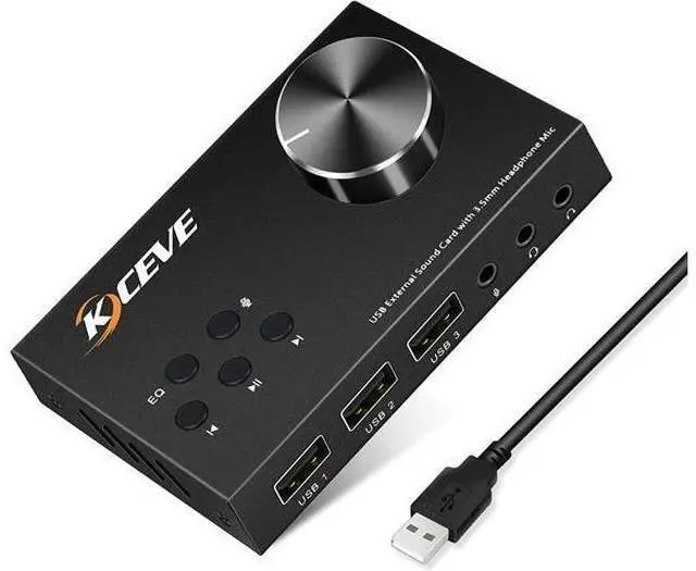 Main image of External Sound Card with Volume Control, Multimedia USB Controller Knob, USB Audio Adapter with 3.5mm Headphone and Microphone Jack, for Windows, Mac, Linux, PC, Laptops, Desktops