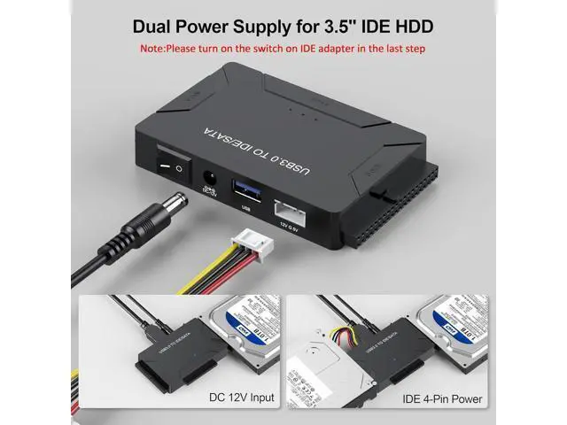 Alt view image 7 of 7 - Hard Drive Reader IDE SATA to USB 3.0 Adapter, USB + Type C External Hard Drive Data Ultra Recovery Converter Kit with Power for 2.5 3.5 HDD ssd Disk 5.25 Inch DVD/CD-ROM Optical Drive giyqxHw