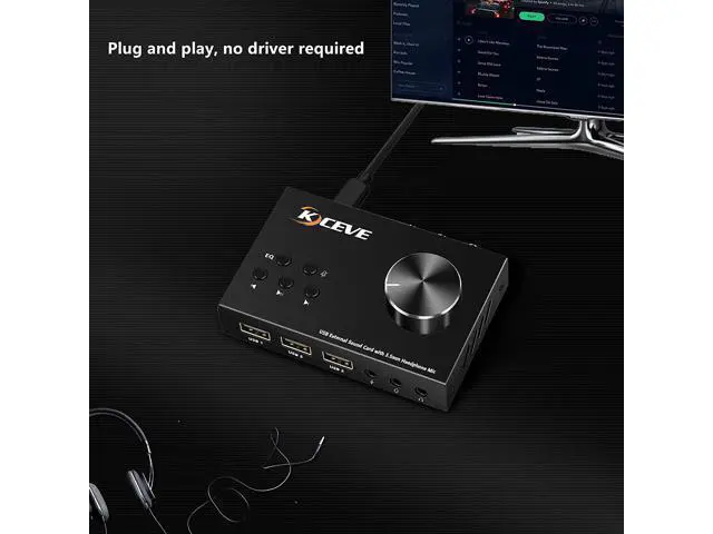 Alt view image 4 of 7 - External Sound Card with Volume Control, Multimedia USB Controller Knob, USB Audio Adapter with 3.5mm Headphone and Microphone Jack, for Windows, Mac, Linux, PC, Laptops, Desktops