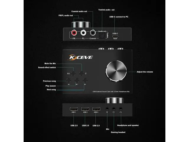Alt view image 6 of 7 - External Sound Card with Volume Control, Multimedia USB Controller Knob, USB Audio Adapter with 3.5mm Headphone and Microphone Jack, for Windows, Mac, Linux, PC, Laptops, Desktops