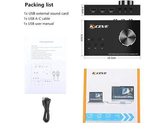 Alt view image 7 of 7 - External Sound Card with Volume Control, Multimedia USB Controller Knob, USB Audio Adapter with 3.5mm Headphone and Microphone Jack, for Windows, Mac, Linux, PC, Laptops, Desktops