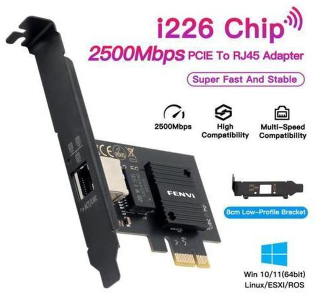 Main image of 2.5GBase-T PCI Express Gigabit Network Card for Gaming, 2.5G/1G/100Mbps PCIe Ethernet Network Adapter RJ45 LAN Controller With Intel I226 for PC, Support Windows 10/11, Standard & Low-Profile Brackets