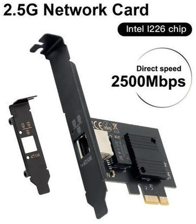 Alt view image 2 of 6 - 2.5GBase-T PCI Express Gigabit Network Card for Gaming, 2.5G/1G/100Mbps PCIe Ethernet Network Adapter RJ45 LAN Controller With Intel I226 for PC, Support Windows 10/11, Standard & Low-Profile Brackets