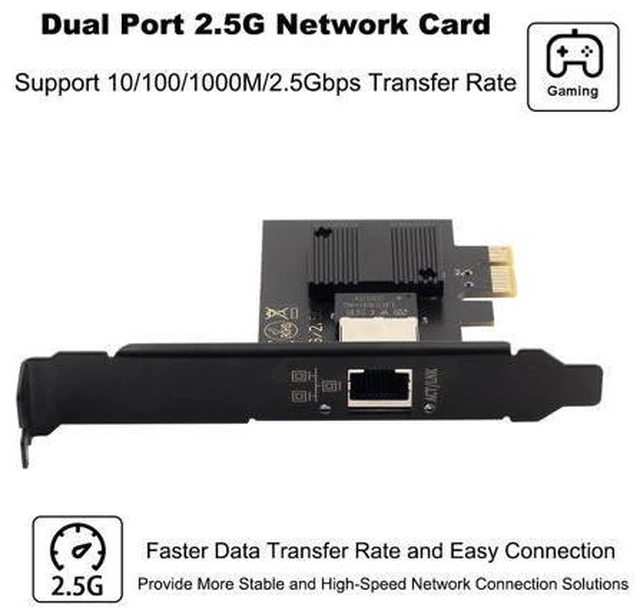 Alt view image 3 of 6 - 2.5GBase-T PCI Express Gigabit Network Card for Gaming, 2.5G/1G/100Mbps PCIe Ethernet Network Adapter RJ45 LAN Controller With Intel I226 for PC, Support Windows 10/11, Standard & Low-Profile Brackets