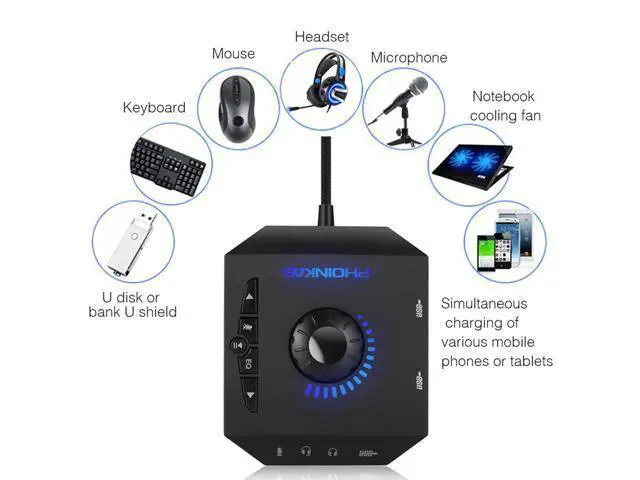 Alt view image 4 of 7 - Profession Computer USB Sound Card 7.1 Channel Audio Adapter Converter Audio Interface for PC Laptop External Sound Card