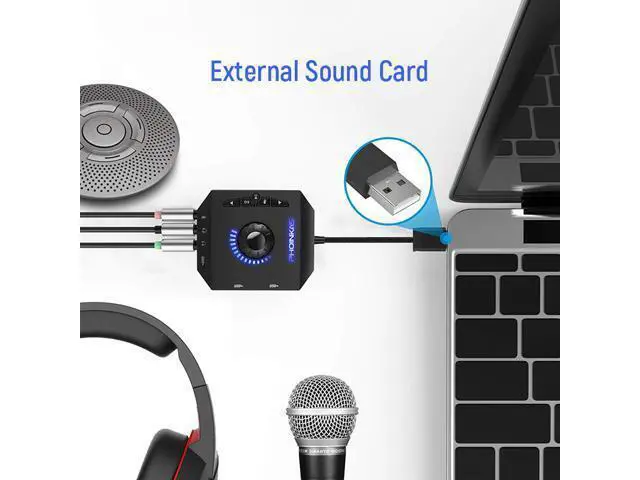 Alt view image 5 of 7 - Profession Computer USB Sound Card 7.1 Channel Audio Adapter Converter Audio Interface for PC Laptop External Sound Card