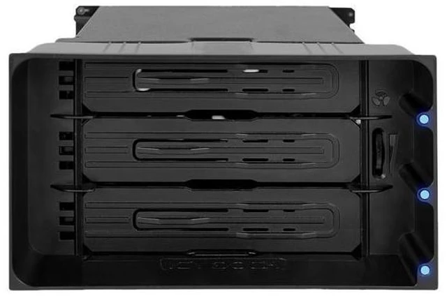 Alt view image 2 of 7 - ICY DOCK flexiDOCK MB830SP-B Tray-less 3 Bay Removable 3.5-inch SATA/SAS Hard Drive Docking Enclosure in 2 x 5.25-inch Optical Bay (w/ Cables)