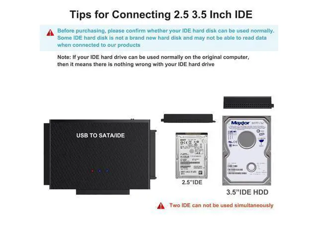 Alt view image 3 of 7 - AUBEAMTO Hard Drive Reader USB3.0 to SATA IDE Adapter, IDE SATA to USB + Type C External Hard Drive Adapter Data Recovery Converter Kit for Universal 2.5 3.5 HDD SSD Hard Drive Disk