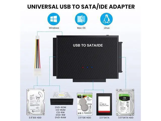 Alt view image 5 of 7 - AUBEAMTO Hard Drive Reader USB3.0 to SATA IDE Adapter, IDE SATA to USB + Type C External Hard Drive Adapter Data Recovery Converter Kit for Universal 2.5 3.5 HDD SSD Hard Drive Disk