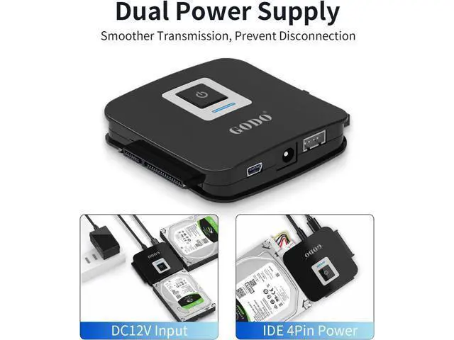 Alt view image 5 of 6 - SATA/IDE to USB 3.0 Adapter, IDE Hard Drive Adapter Kit, SATA Cable Converter for 2.5/3.5 inch IDE and SATA HDD/SSD, 5.25" CD-ROM/DVD-ROM, Include 12V/2A Power Adapter