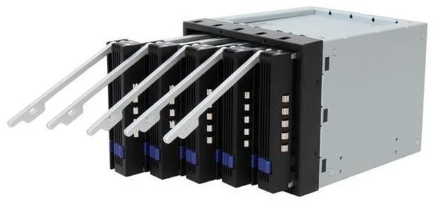 Alt view image 6 of 7 - Icy Dock MB155SP-B | 5x3.5" in 3x5.25" Hot Swap SATA HDD Cage | FatCage