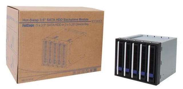 Alt view image 7 of 7 - Icy Dock MB155SP-B | 5x3.5" in 3x5.25" Hot Swap SATA HDD Cage | FatCage