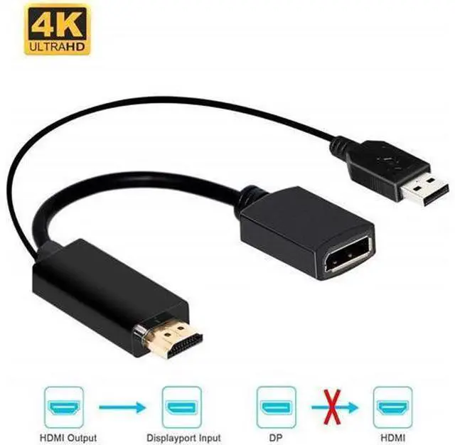 Main image of AUBEAMTO 4K 60Hz HDMI to DisplayPort Video Adapter w/USB Power - HDMI 2.0 (Male) to DP 1.2 (Female) Active Monitor Converter