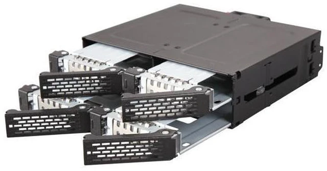 Main image of ToughArmor MB607SP-B Rugged Full Metal 4 Bay 2.5" SATA HDD & SSD Backplane Cage for External 5.25" Bay