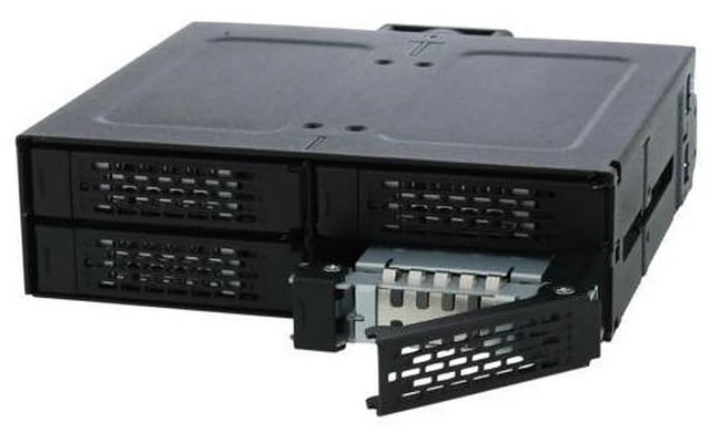 Alt view image 4 of 7 - ToughArmor MB607SP-B Rugged Full Metal 4 Bay 2.5" SATA HDD & SSD Backplane Cage for External 5.25" Bay