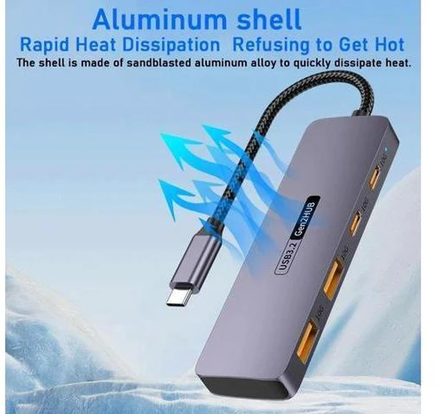 Alt view image 6 of 7 - AUBEAMTO USB C Hub 10Gbps, USB C Splitter with 2 USB C 3.2 and 2 USB 3.2 Ports, USB C to USB A Hub for Laptop, MacBook, Chromebook, Dell, HP, Samsung, Phone, Keyboard, Mouse
