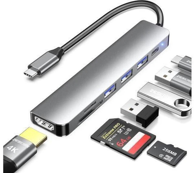 Main image of AUBEAMTO 7-in-1 USB C Hub with 4K HDMI, Multiport USB C Adapter featuring 3 USB 3.0 Ports, 100W PD, SD/TF Compatibility, Ideal for MacBook, Surface Pro, iPad Pro/Air, Laptops and Other Type C Devices