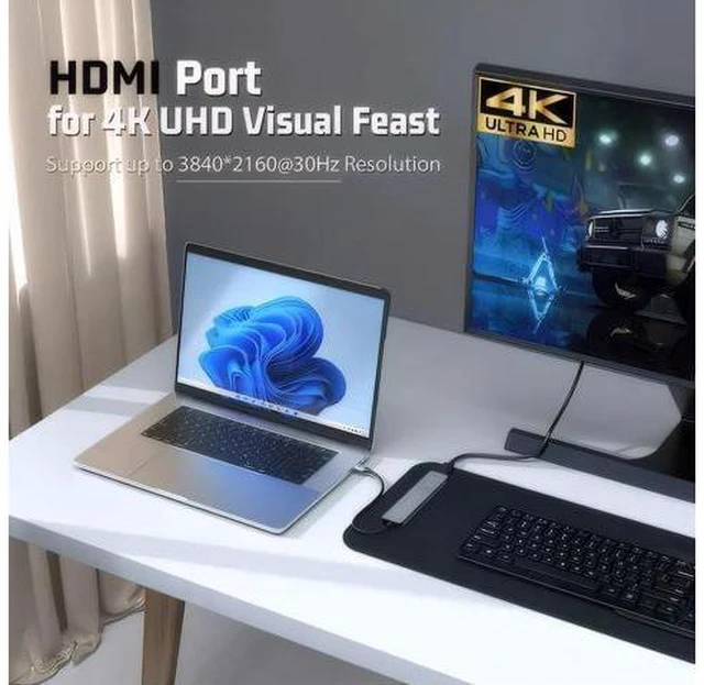 Alt view image 2 of 7 - AUBEAMTO 7-in-1 USB C Hub with 4K HDMI, Multiport USB C Adapter featuring 3 USB 3.0 Ports, 100W PD, SD/TF Compatibility, Ideal for MacBook, Surface Pro, iPad Pro/Air, Laptops and Other Type C Devices
