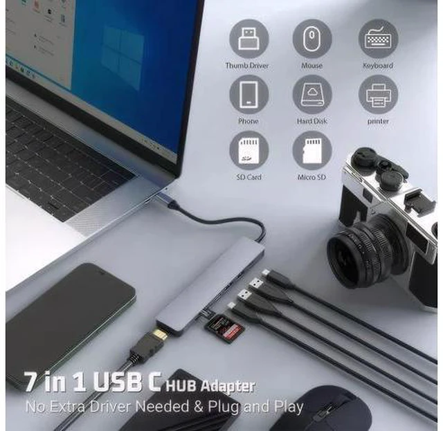 Alt view image 6 of 7 - AUBEAMTO 7-in-1 USB C Hub with 4K HDMI, Multiport USB C Adapter featuring 3 USB 3.0 Ports, 100W PD, SD/TF Compatibility, Ideal for MacBook, Surface Pro, iPad Pro/Air, Laptops and Other Type C Devices