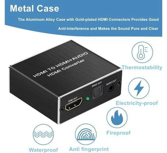 Alt view image 5 of 7 - Mini HDMI to Optical Audio Extractor, 4K @30Hz HDMI to HDMI SPDIF Splitter HDMI Toslink Converter with 3.5mm Stereo Sound out Support TV PS4 Slim Xbox Chromecast and Blu-ray DVD Player