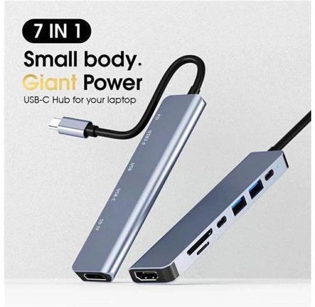 Alt view image 3 of 7 - USB C Hub, 7 in 1 USB C Multiport Adapter with 4K HDMI, Type C 87W PD, USB 3.0 5Gbps Data Ports, SD/TF Card Reader for Mac-Book Pro, M-ac-Book Air, D-e-l-l XPS, Le-no-vo Thinkpad, H-P Laptops and More