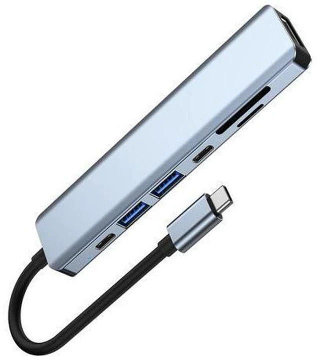 Alt view image 7 of 7 - USB C Hub, 7 in 1 USB C Multiport Adapter with 4K HDMI, Type C 87W PD, USB 3.0 5Gbps Data Ports, SD/TF Card Reader for Mac-Book Pro, M-ac-Book Air, D-e-l-l XPS, Le-no-vo Thinkpad, H-P Laptops and More