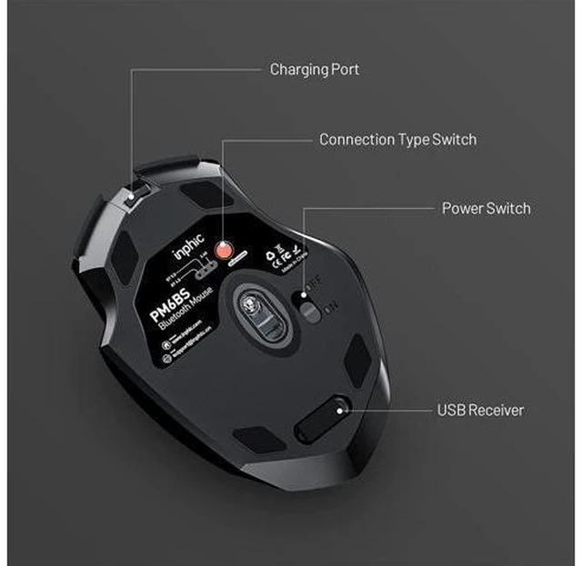 Alt view image 5 of 7 - Bluetooth Wireless Mouse, Silent Rechargeable Bluetooth + 2.4G Wireless Mouse (Tri-Mode: BT 5.0/4.0+2.4G), Ergonomic Portable Mouse Bluetooth for Laptop PC Computer, MacOS, Android, Windows