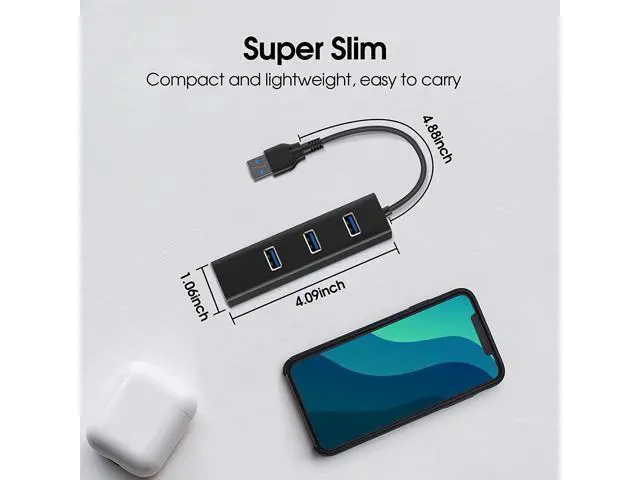Alt view image 6 of 7 - USB 3.0 HUB with 1000MBps RJ45 Gigabit Ethernet Port, 3-Port USB to Ethernet Adapter with USB C Adapter, Aluminum USB Extender Splitter for Laptop, Mac-Book, Mac Pro, i-Mac, Surface Pro, XPS, PC