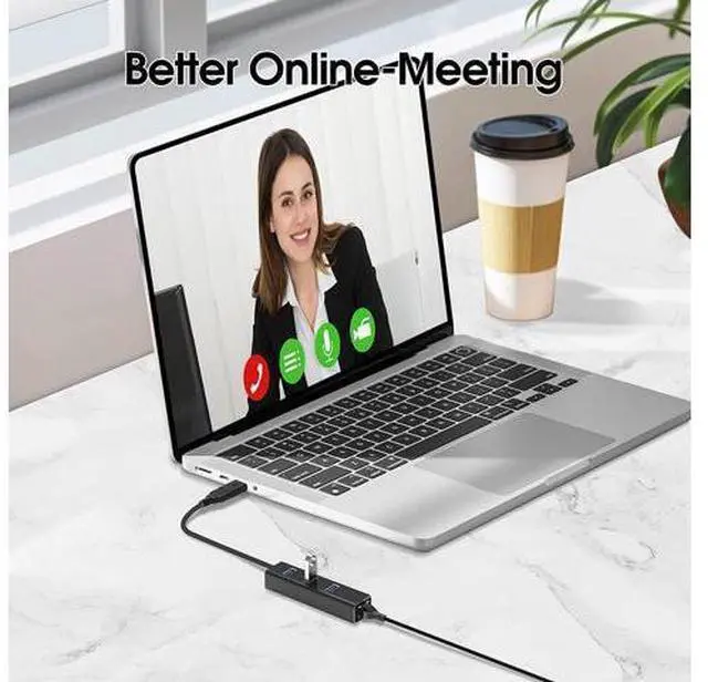Alt view image 7 of 7 - USB 3.0 HUB with 1000MBps RJ45 Gigabit Ethernet Port, 3-Port USB to Ethernet Adapter with USB C Adapter, Aluminum USB Extender Splitter for Laptop, Mac-Book, Mac Pro, i-Mac, Surface Pro, XPS, PC