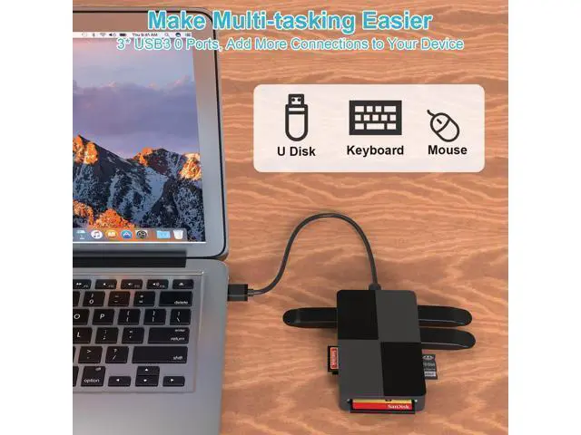Alt view image 4 of 7 - USB 3.0 Multi Card Reader for PC, XD Picture Card Reader USB Adapter with 5 Card Slots and 3 USB3.0 Port for SD TF CF XD MS keyboard mouse U Disk, Memory Stick Pro Duo Reader Read 8 Ports Simultaneous