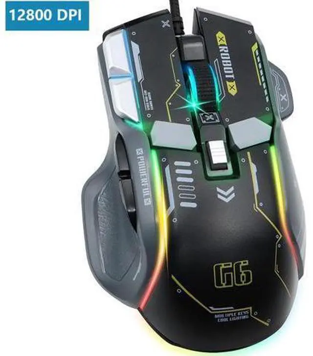 Main image of USB Wired Gaming Mouse, 12800 DPI Optical Gamer Mouse with 10 Programmable Buttons, Colorful RGB Lights, Computer Mouse for PC&Laptop, Ergonomic Gaming Mouse with Thumb Rest for Gaming and Working