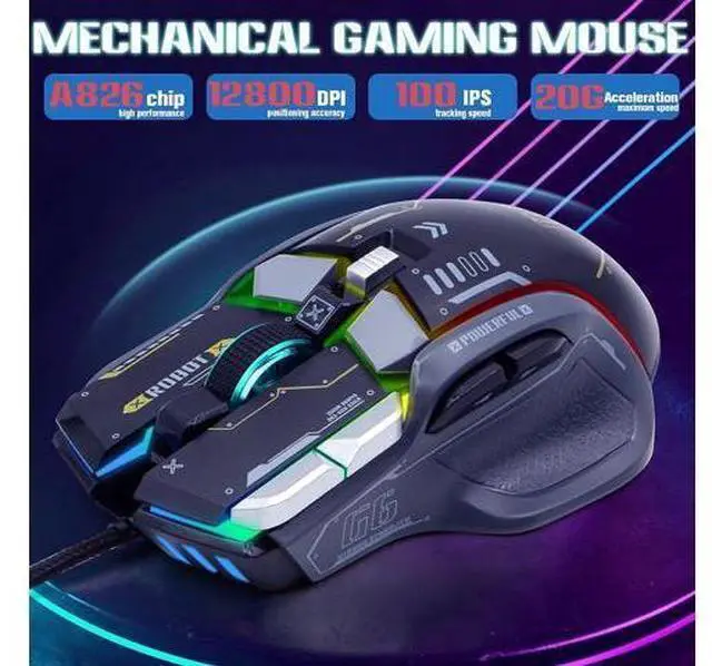Alt view image 2 of 7 - USB Wired Gaming Mouse, 12800 DPI Optical Gamer Mouse with 10 Programmable Buttons, Colorful RGB Lights, Computer Mouse for PC&Laptop, Ergonomic Gaming Mouse with Thumb Rest for Gaming and Working