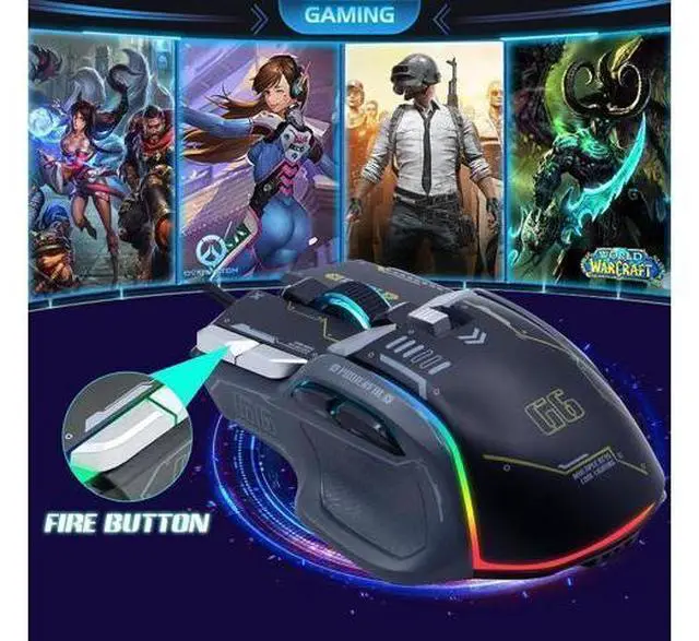 Alt view image 5 of 7 - USB Wired Gaming Mouse, 12800 DPI Optical Gamer Mouse with 10 Programmable Buttons, Colorful RGB Lights, Computer Mouse for PC&Laptop, Ergonomic Gaming Mouse with Thumb Rest for Gaming and Working