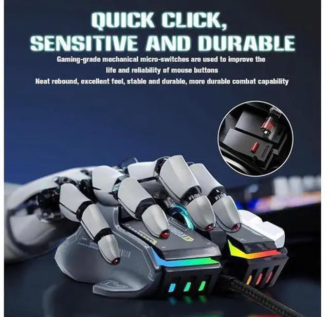 Alt view image 6 of 7 - USB Wired Gaming Mouse, 12800 DPI Optical Gamer Mouse with 10 Programmable Buttons, Colorful RGB Lights, Computer Mouse for PC&Laptop, Ergonomic Gaming Mouse with Thumb Rest for Gaming and Working