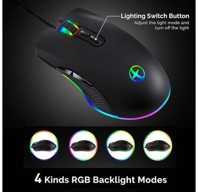 Alt view image 3 of 7 - USB C Type C Mouse, Wired USB C Mice Gaming Mouse Ergonomic 4 RGB Backlight 3200 DPI Compatible with Mac, Matebook, Chromebook, HP OMEN, Windows PC, Laptop and More USB Type C Devices (Black)