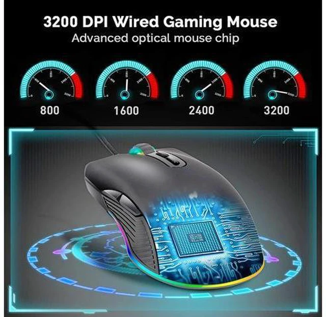 Alt view image 4 of 7 - USB C Type C Mouse, Wired USB C Mice Gaming Mouse Ergonomic 4 RGB Backlight 3200 DPI Compatible with Mac, Matebook, Chromebook, HP OMEN, Windows PC, Laptop and More USB Type C Devices (Black)