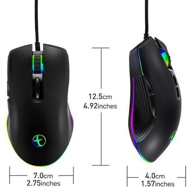 Alt view image 6 of 7 - USB C Type C Mouse, Wired USB C Mice Gaming Mouse Ergonomic 4 RGB Backlight 3200 DPI Compatible with Mac, Matebook, Chromebook, HP OMEN, Windows PC, Laptop and More USB Type C Devices (Black)