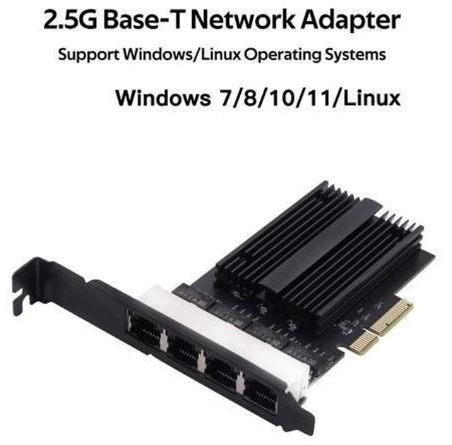 Alt view image 6 of 7 - DERAPID 4 Port Gigabit NIC for Desktop Gigabit Ethernet Network Adapter with Intel I226 Controller Quad RJ45 Port Network Interface Card for Gaming Office Support for Windows