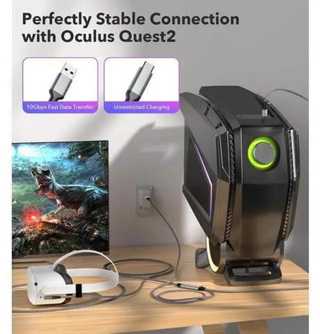 Alt view image 2 of 7 - VR Link Cable 16.4FT / 5M for Oculus Quest 2/Pro, USB A to USB C Charging Cord Compatible with PC Game, High Speed Data Transfer, USB 3.2 A to C Charger Cable for Quest VR Headsets (Charge While Play)