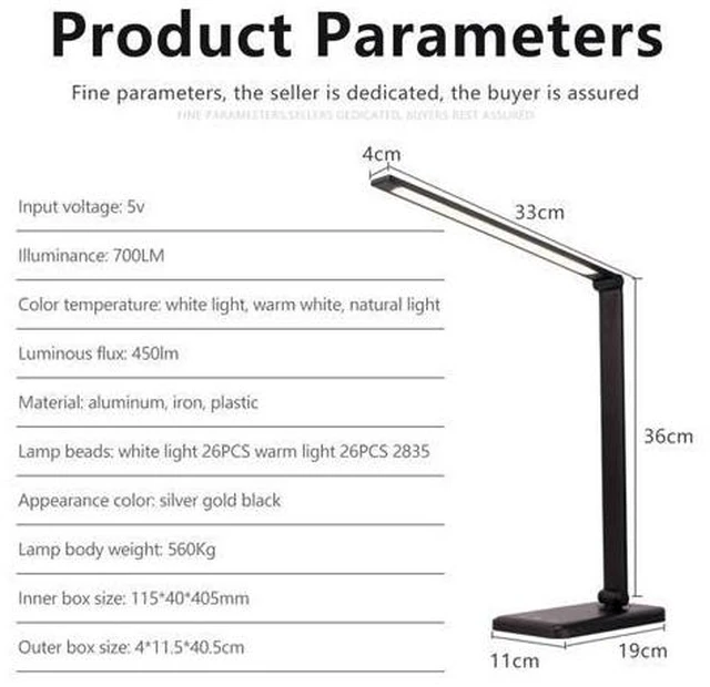 Alt view image 7 of 7 - 52PCS LED Desk Lamp 5 Color x5 Dimable Level Touch USB Chargeable Reading Eye-protect with timer Table lamp Night Light