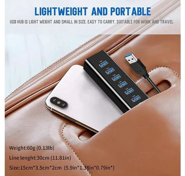 Alt view image 5 of 7 - USB3.0 Hub, 7 Port USB 3.0 Hub LED Portable High-Speed USB Hub Compatible for iMac Pro, MacBook Air, Mac Mini/Pro, Surface Pro, PC and Laptop giyqxHw