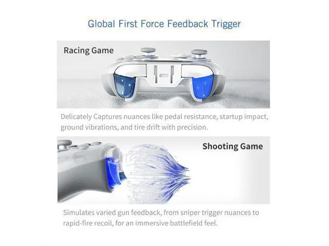 Alt view image 5 of 7 - APEX 4 PC Controller Force Feedback Trigger Force-Adjustable Alloy Joysitck Full-Color LCD Display 1500mAh 1000hz Report Rate Stereo Vibration PC/NS/TV/Android/Laptop